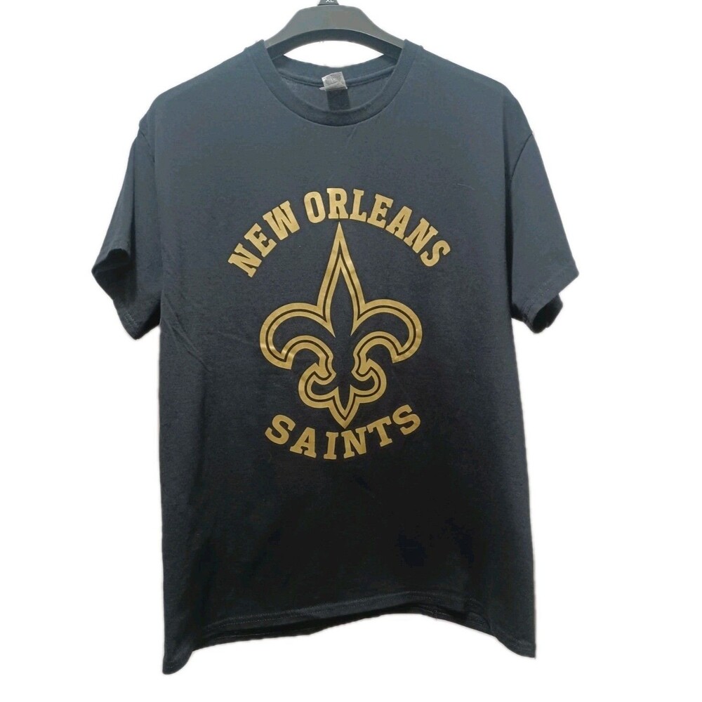 New Orleans Saints Black With Gold Iettering T-shirt Large